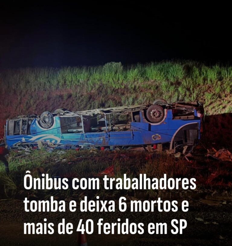 Ônibus com trabalhadores tomba e deixa 6 mortos em SP; 46 estão feridos